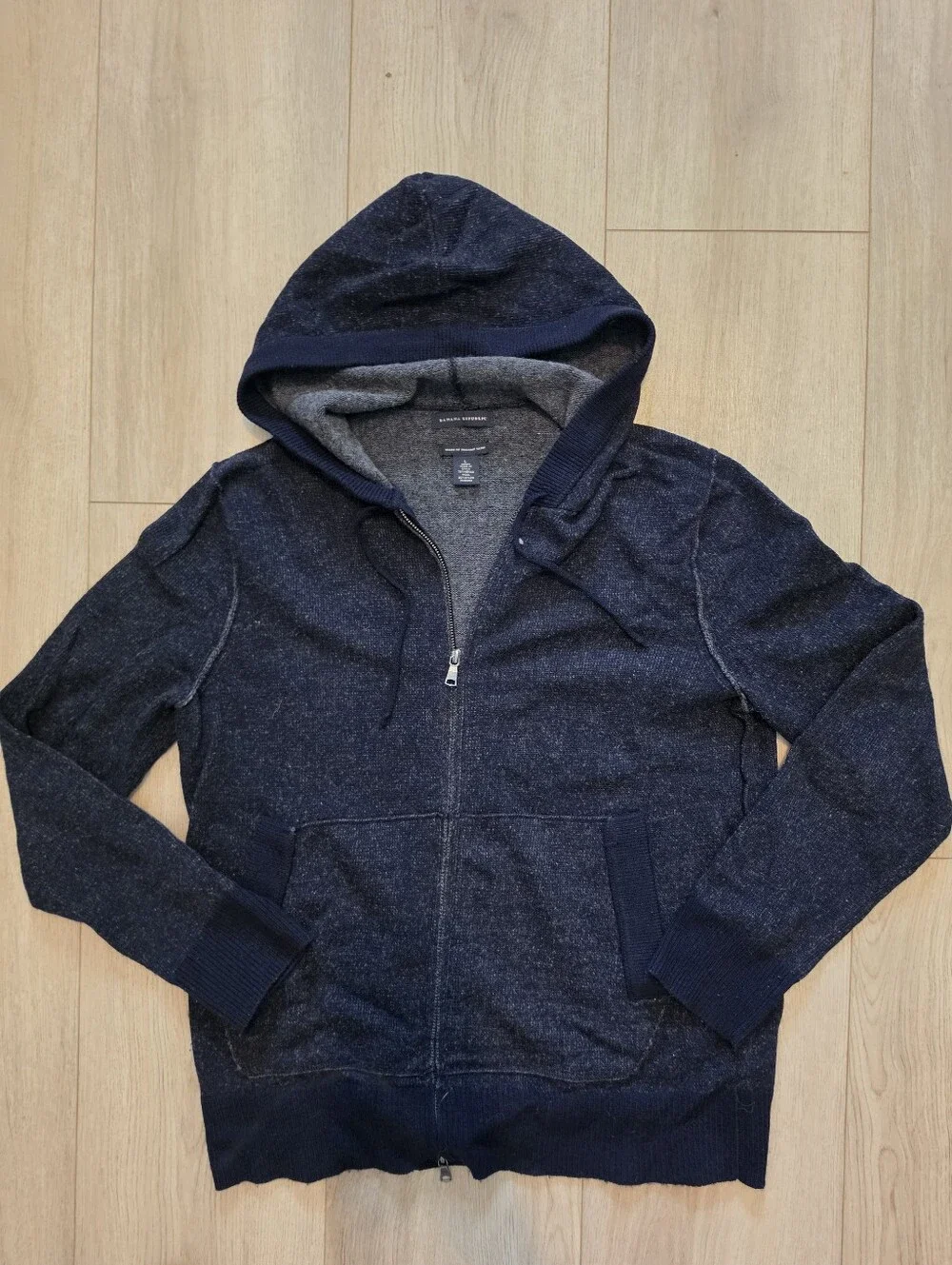 Banana Republic Women’s Wool Blend Full Zip Hoodie Sweater Navy Size Large